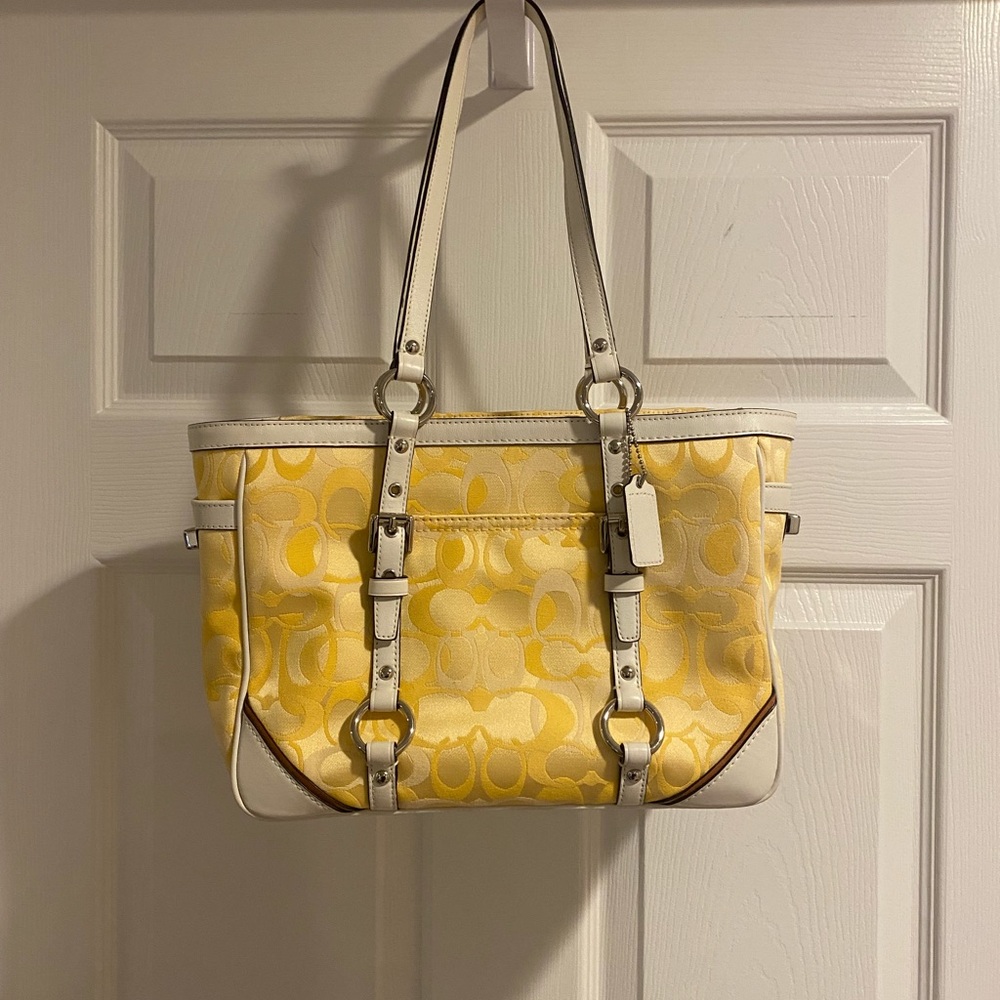 Coach Yellow and White Shoulder Bag